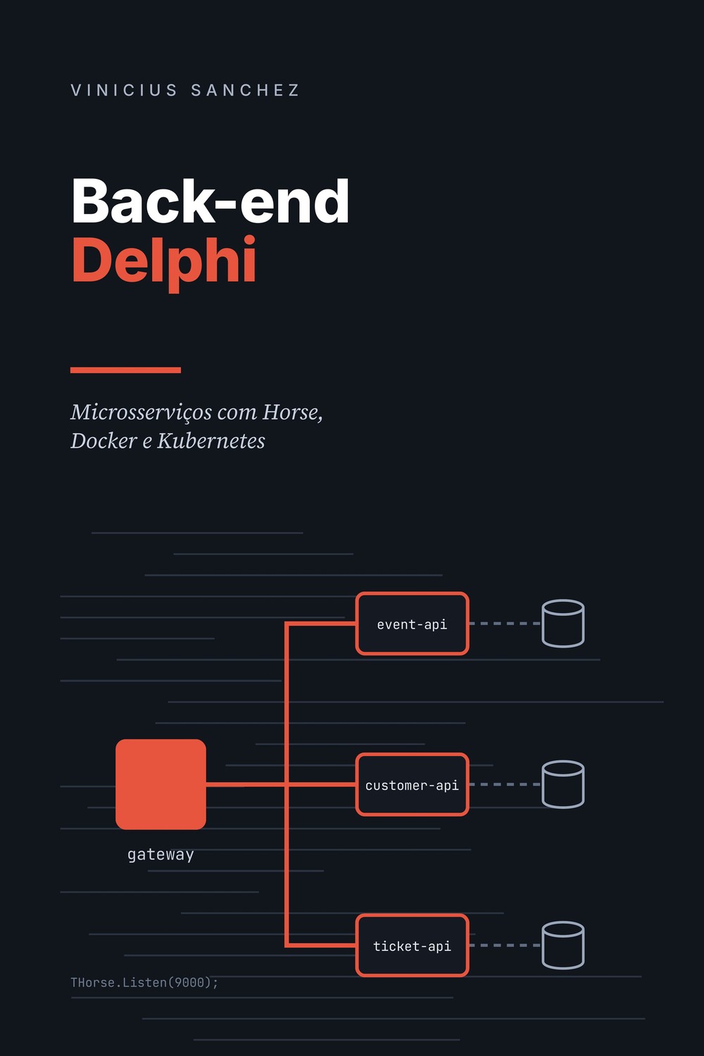 Capa do livro Back-end Delphi: Microsserviços com Horse, Docker e Kubernetes, de Vinicius Sanchez